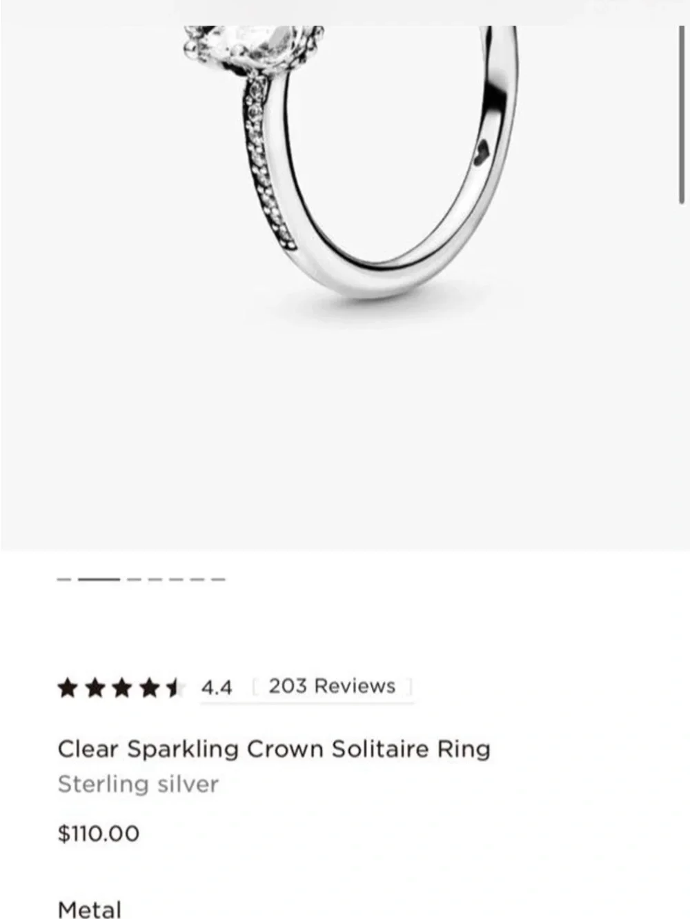 Pandora Silver Halo Ring with Clear Center Stone - Silver size 6